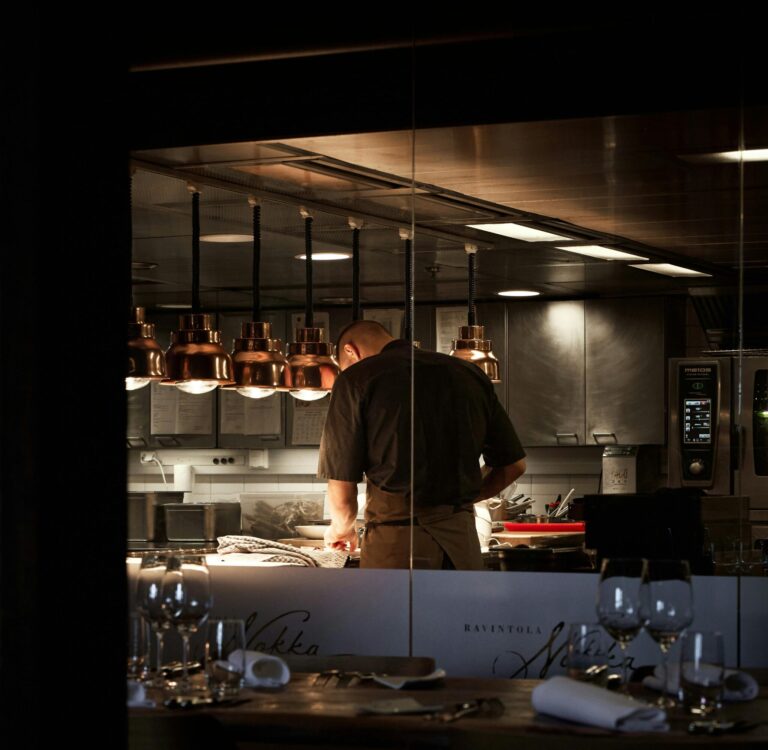 Restaurant kitchen with energy-efficient equipment